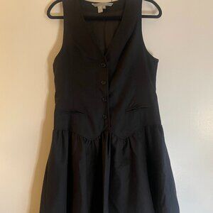 Zara Blazer Dress Vest Black Button Up Sleeveless Mini Academia Size Medium